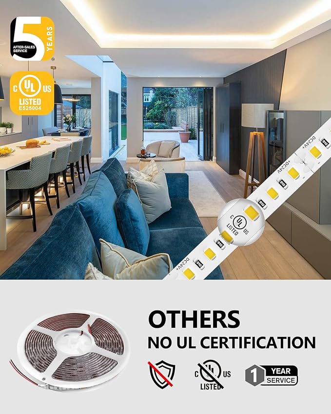 EMITEVER LED Strip Lights Neutral White, 4000K 24V LED Tape Light 25ft UL Listed, Ra 95+, IP30, 2.9W/ft, 240+Lumens/ft, 900LEDS/Spool, UL Listed 5 Year Warranty (Power Supply Sold Separately)…