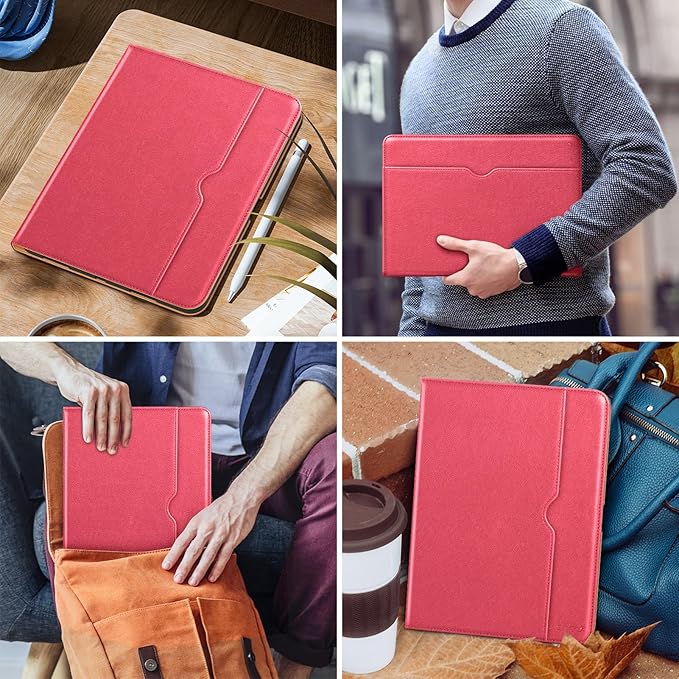DTTO for iPad Pro 12.9 6th / 5th / 4th / 3rd Generation Case 2022/2021/2020/2018, Leather Folio Stand Cover with Built-in Apple Pencil Holder -Auto Wake/Sleep and Multi Viewing Angles,Rose Red