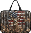 American Flag Deer Forest 12 Inch Laptop Sleeve for Men Women Portable Computer Bag with Handle Tablet Cover Laptop Tote Bag Carrying Case Handbag for Office Travel Business School