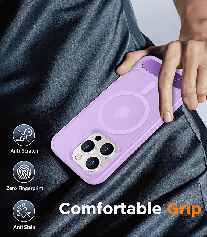 Magnetic Compatible with iPhone 14 Pro Max Case, [Built-in Invisible Kickstand][Compatible with MagSafe] [Military Grade Shockproof] Slim Translucent Matte Phone Case for iPhone 14 Pro Max 6.7"