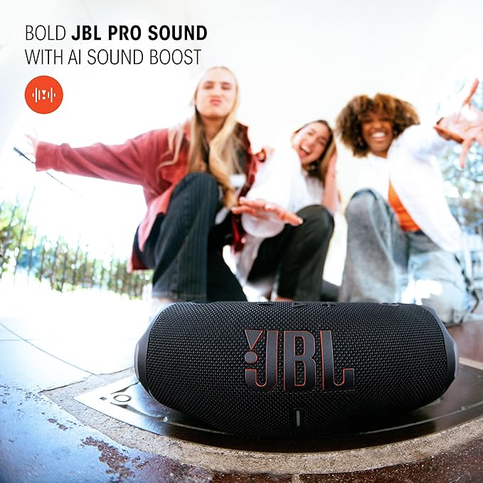 JBL Charge 6 - Portable Waterproof & Drop-Proof Bluetooth Speaker, Bold JBL Pro Sound with AI Boost, 28Hrs of Playtime, Built-in powerbank & Comes with a Sturdy/Removable Carrying Strap (Blue/Teal)