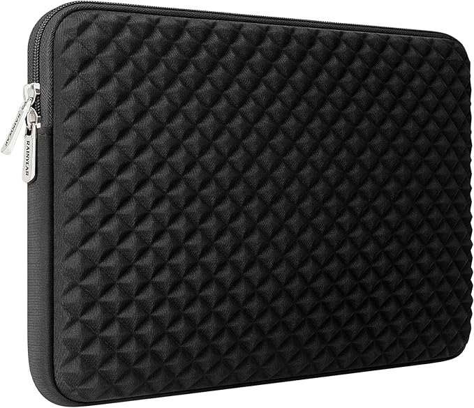RAINYEAR 16 Inch Laptop Sleeve Diamond Foam Shock Resistant Padded Case Fluffy Lining Zipper Cover Carrying Bag Specially Compatible with 16" MacBook M1 M2 M3 M4 M5 A3428 A3429 (Black)