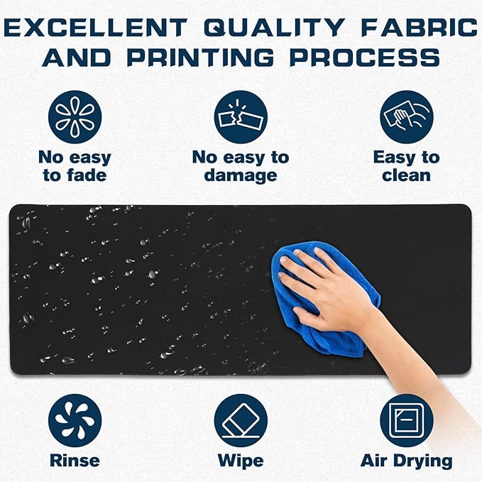 Mouse Pad Gaming - Desk Mat for Keyboard and Mouse - Black Large Mouse Pads for Desk, Gaming Mousepad with Non-Slip Base, Desks Pad (31.5" X 11.8") for Game, Office and Home
