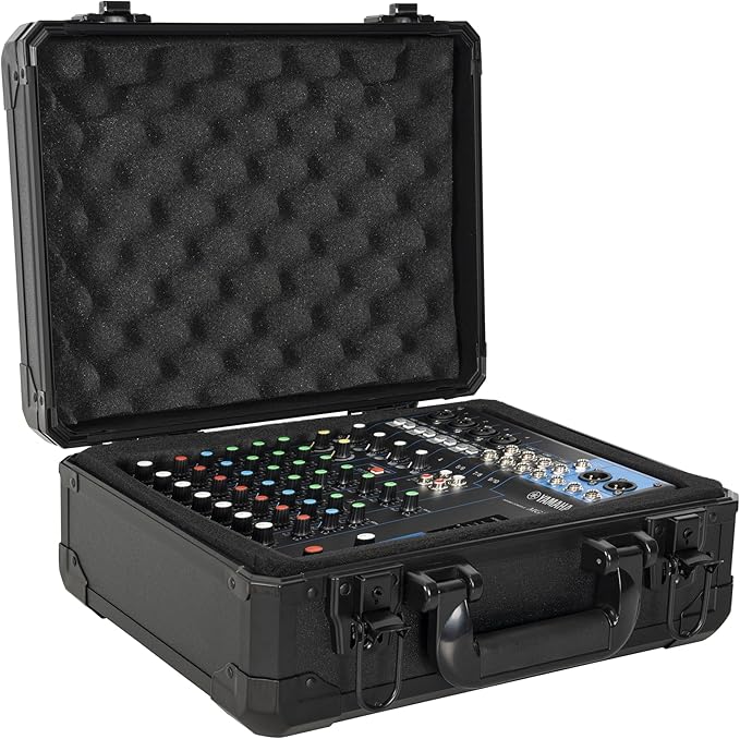 13 Inch Aluminum Carrying Case 13 X 10 X 5.5 Inch Ideal for Microphone & Camera Gear Transportation, DJ Mixer Case with Customizable Pre-Diced Foam, Black