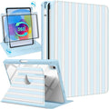 Uppuppy for iPad mini 7 Case (A17 Pro) for iPad mini 6th Generation Case - 360 Rotating Stand Folio Smart Cover with Pencil Holder for Women Girls, BW Stripes for Apple Tablet Mini 8.3 inch 2024/2021