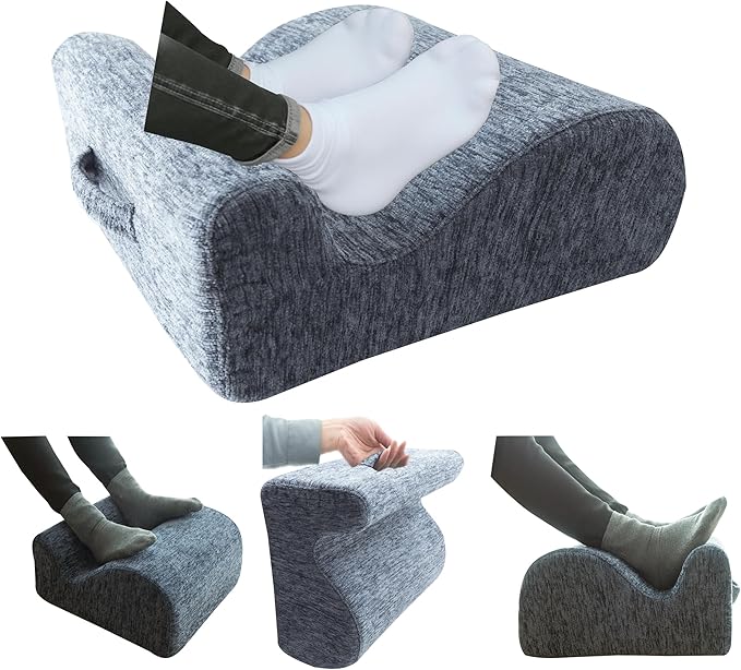 Ergonomic FootstoolTwo-Way Tilt Design with Heel & Arch SupportWide Non-Slip Foam Footrest with 3-Point Support, Removable Washable Cover for Office/Home, for Prolonged Sitting & Under-Desk Use
