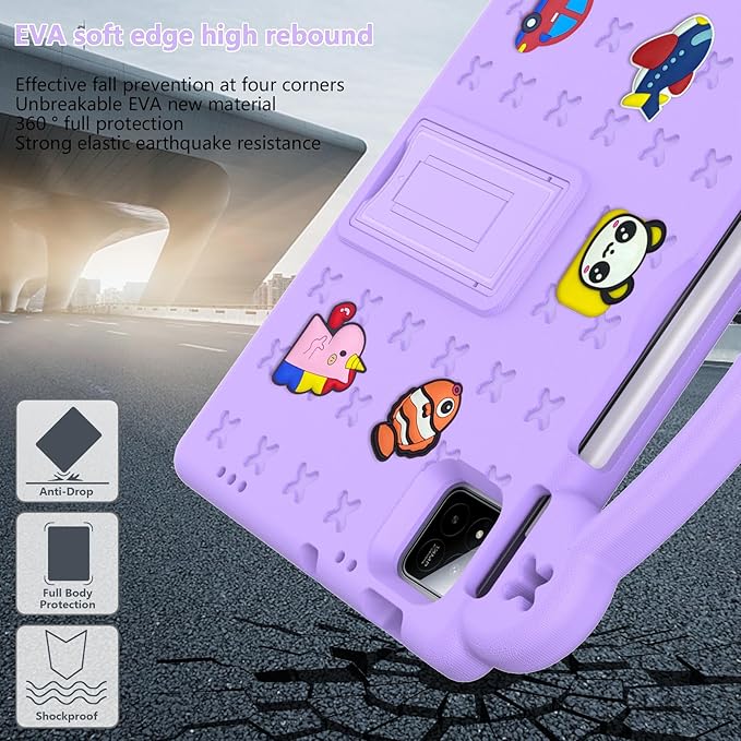 AKABEILA Compatible with Xiaomi Pad 7/Xiaomi Pad 7 Pro 11.2 inch 2024/Xiaomi Pad 8 2025 11.2 inch Tablet Case, Kids Friendly Universal Protective Case with Shoulder Strap & Stand Handle Light Purple