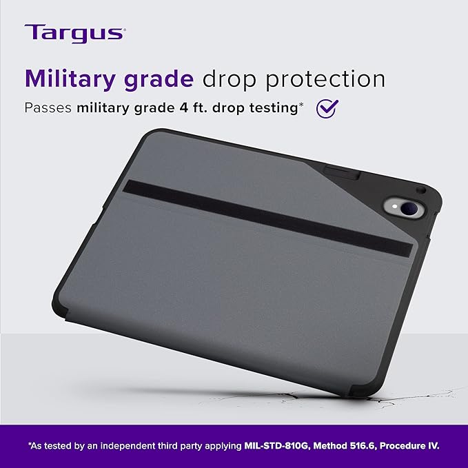 Targus Click-in iPad 10th Generation Case 2022 iPad 10.9 Inch Case, iPad 10 Case Shock Absorbing Tray Slim Protective Cover for 10.9” iPad 10th Gen 2022, Models A2696 A2757 A2777, Black (THZ932GL)
