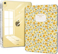 Case for iPad 11th Generation A16 Chip (2025), iPad 10th Generation (2022) Case Yellow Floral, Protective Slim Clear Back Cover with Pencil Holder, Trifold Sturdy Stand, Composition Book
