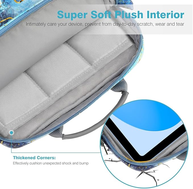 Dadanism 9-11 Inch Tablet Sleeve Bag Carrying Case with Shoulder Strap for iPad (A16) 11", iPad 10th Gen 10.9", iPad Air M4/Pro M5 11", iPad 9/8/7th 10.2", Galaxy Tab A11+ Plus 11", Marble Blue