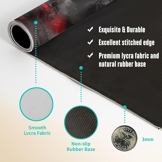 Extended Gaming Mouse Pad, Large Mouse Mat 3 mm Nature Rubber Base Mousepad with Stitched Edges, Non-Slip Desk Mat for Office Home Great Gift 31.5x11.8 Inch (Dark Canyon 4)