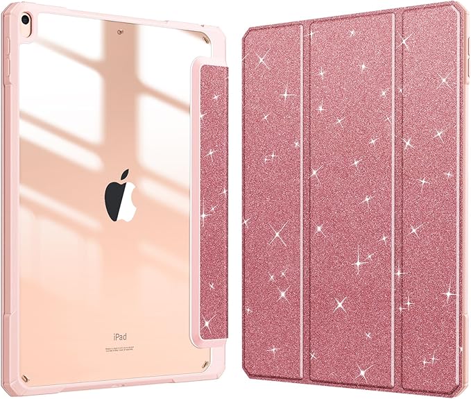 Fintie Hybrid Slim Case for iPad Air 3rd Generation 10.5" 2019 / iPad Pro 10.5 Inch 2017 - [Built-in Pencil Holder] Shockproof Cover with Clear Transparent Back Shell (Glittering Rose Gold)