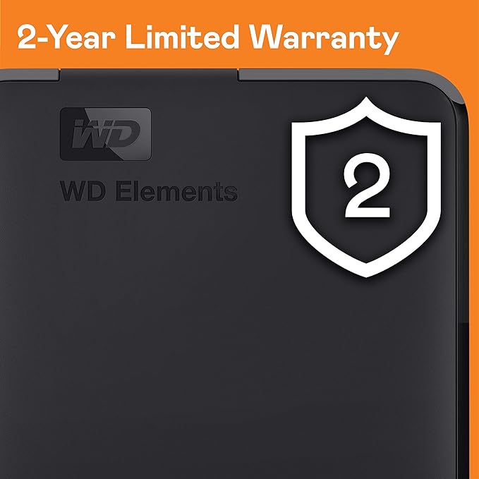 Western Digital WD 1TB Elements Portable External Hard Drive for Windows, USB 3.2 Gen 1/USB 3.0 for PC & Mac, Plug and Play Ready - WDBUZG0010BBK-WESN
