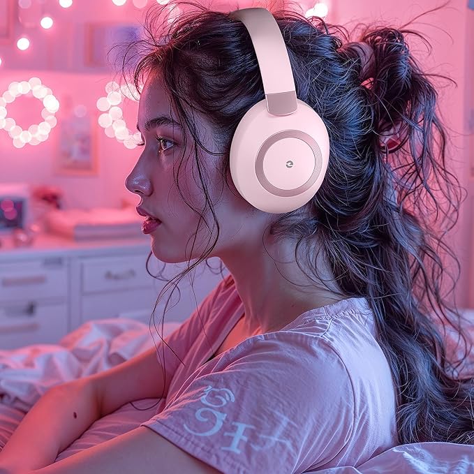 Active Noise Cancelling Headphones, 100H Playtime Headphone Wireless Bluetooth, Bluetooth Headphone with Microphone, Over Ear Wireless Headphones with Deep Bass,Fast Charging for Travel