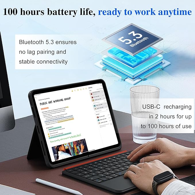 WIWU for iPad Keyboard Case Air 11 Inch M4/M3/M2 11th/10th Gen 3 in 1 Magnetic Detachable Case Keyboard Adjustable Stand Backlit Keys Touchpad (Black, For iPad 11/10/Air 5/4/11"(M2/M3) Pro 11"4/3/2/1)