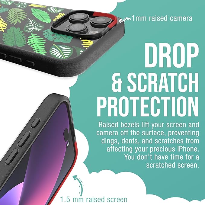 Smartish® iPhone 15 Pro Max Magnetic Case - Gripmunk Compatible with MagSafe [Lightweight + Protective] Slim/Thin Grip Cover with Microfiber Lining for Apple iPhone 15 Pro Max - Leaf Me Alone