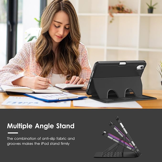 VIKESI Case for iPad mini 7 (A17 Pro) and iPad mini 6,Multiple Angles Magnetic Stand Cover,Shockproof Soft Back,Pencil Holder,and Auto Sleep/Wake,Black
