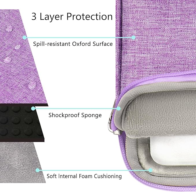Voova Laptop Sleeve Carrying Case 15.6 16 Inch,Slim Computer Cover Bag Compatible with MacBook Pro 15/16, Dell xps 15,15-16 Inch HP Dell Asus Laptop, Lavender