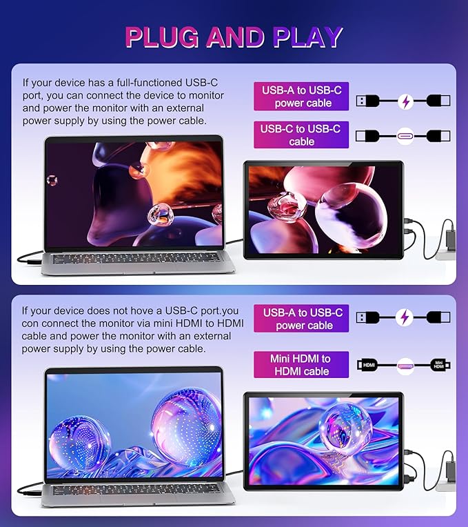 11 inch 2.5K 2560x1600 Portable Touchscreen Monitor 400nits 100% NTSC for PC, Screen Extender IPS Small HDR Touch Screen USB-C HDMI Monitor, Mini Computer Display for Laptop Mac PS4 Xbox