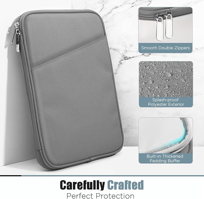 TiMOVO 9-11" Tablet Sleeve Bag for iPad 11-inch A16 2025, iPad 10.9"/10.2"| Air 11 Inch/5th/4th Gen. 10.9", Galaxy Tab A9+/A11Plus 11", Protective Bag with Pocket, Dark Gray