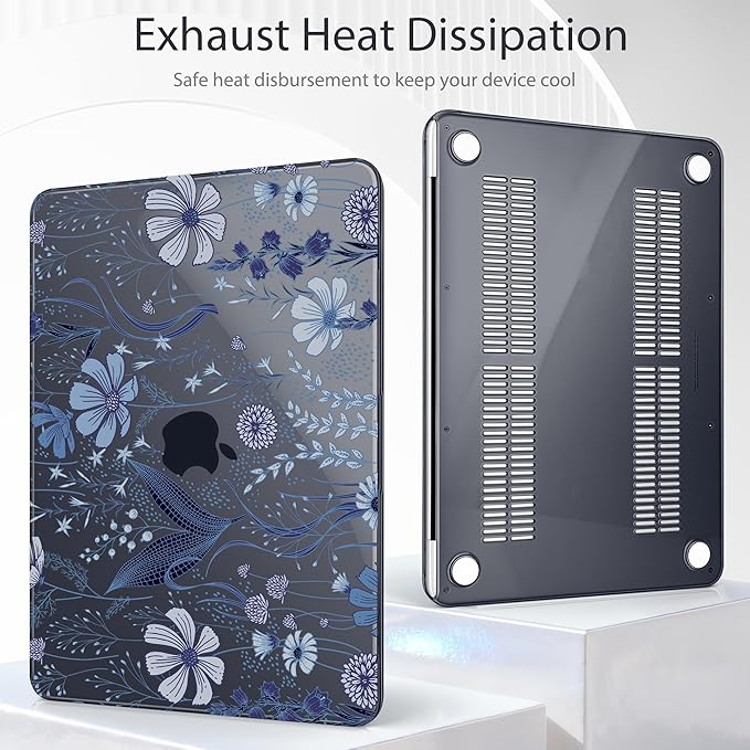 Tuiklol for 2026 MacBook Neo 13 Inch A18 Pro Chip Case, (Model A3404) Anti-Scratch Anti-Drop Slim Hard PC Shell Case with Shockproof Protective MacBook Neo Laptop Cover, Blue Line Floral