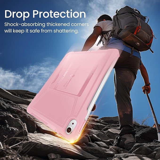 ZtotopCases for iPad Air 11 Inch Case (M3/M2-2025/2024), iPad Air 6th/5th/4th Generation 10.9 Inch 2022/2020, iPad Pro 11" 2018 1st, Built-in Screen Protector, Shockproof Cover+ Kickstand - Pink