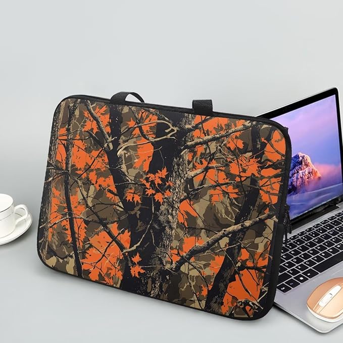 Orange Camo Forest Laptop Sleeve 10 Inch Womens Mens Laptop Tote Bag Waterproof Computer Tablet Handbag Case with Handle Carrying Case Laptop Cover for Travel/Business/School/Office