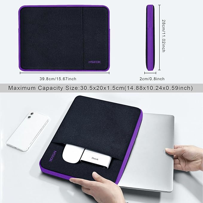 Hseok Laptop Sleeve 15.6 16 inch Case Compatible with MacBook Neo 16, MacBook Pro 16" M5/M4/M3/M2/M1, MacBook Air Pro 15", XPS 16, Most 15" 15.6" 16" Notebooks,B02K07