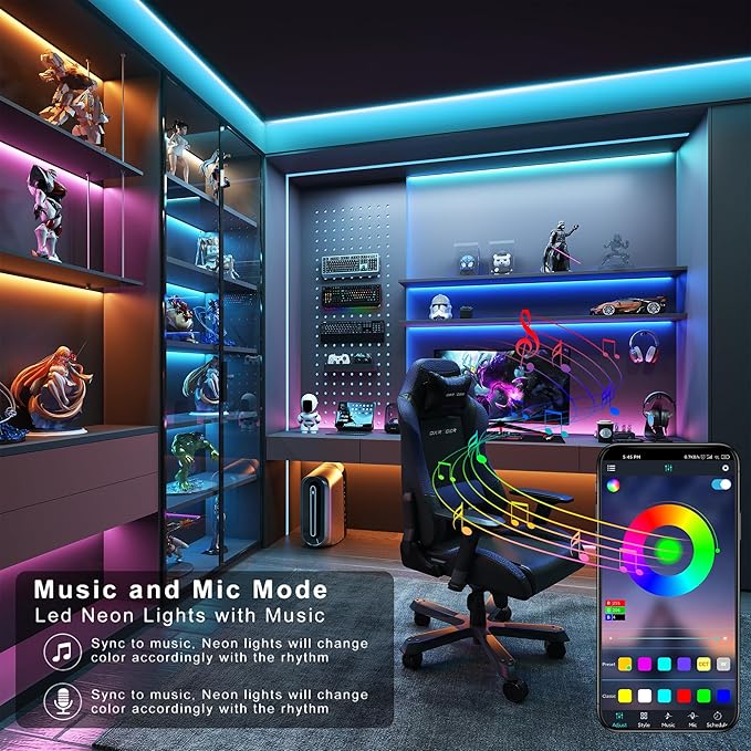GANZQH Led Lights for Bedroom 150FT Music Sync Color Changing Led Strip Lights with Remote and App Control, RGB Led Lights for Room, Christmas Decor (2 * 75FT)