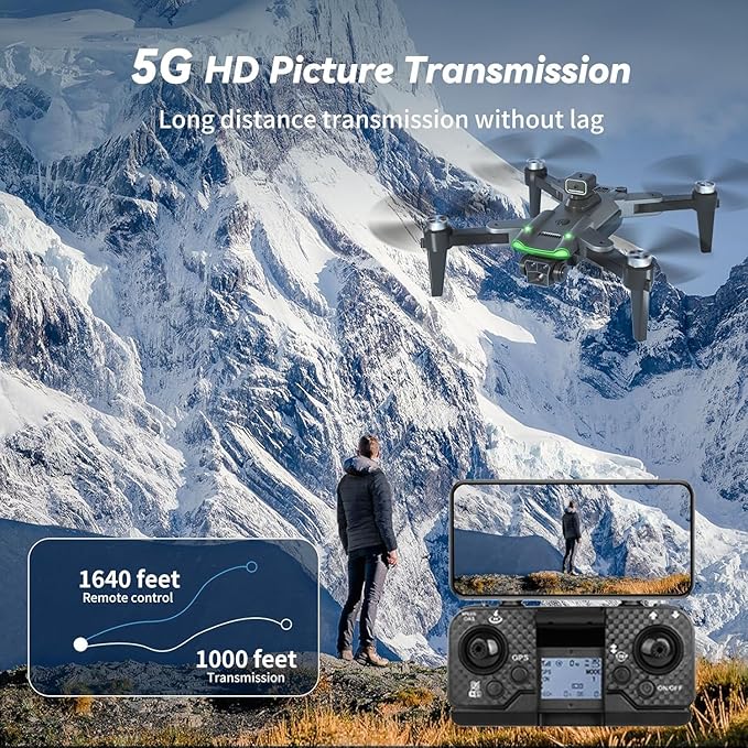 S166 Drone with Camera 4K for Adults, Professional GPS Drone with Auto Return, 4-Way Obstacle Avoidance, Follow Me, 60 Mins Flight Time (3 Batteries), Foldable RC Quadcopter with Case (Standard)