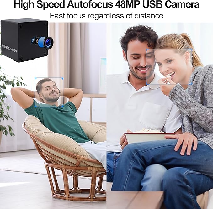 MMlove 8K USB Camera 48MP Webcam 4K 30FPS High Speed Autofocus Lightburn Camera with 70 Degree No Distortion Lens Industrial Security Wabcam for Skype/Zoom/FaceTime/Hangouts,PC/Laptop/Raspberry Pi