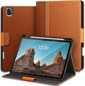 KingBlanc Case for iPad Pro 11-inch (M5 2025, M4 2024) with Pencil Holder, PU Leather Durable Protective Cover, Auto Sleep/Wake, Support Pencil Pro/Pencil (USB-C), Viewing/Typing Angles, Brown