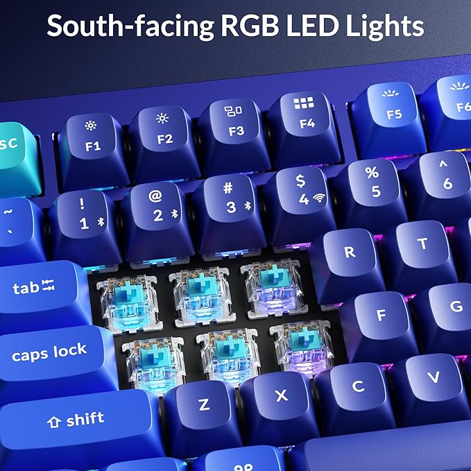 Keychron Q1 RGB Wired Custom Mechanical Keyboard Knob Version, 75% Layout QMK/VIA Programmable with Hot-swappable Gateron G Pro Blue Switch Double Gasket Compatible with Mac Windows Linux (Blue)