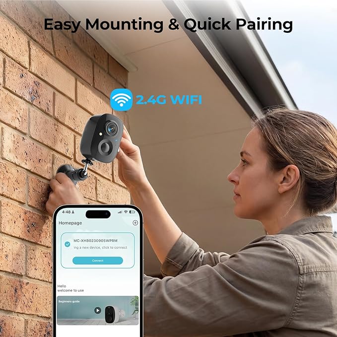 Security Cameras Wireless Outdoor 2K WiFi Wireless Camera Battery Powered for Home Security Indoor,AI Motion Detection,Color Night Vision,Spotlight,Siren Alarm