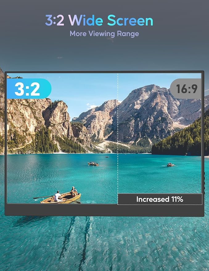 KEEPTIME Portable Monitor 14inch 2K Laptop Monitor USB C HDMI Gaming Ultra-Slim IPS Display Smart Cover & Speakers, 2160 * 1440P Screen for Laptop, HDR External Monitor for Laptop PC Phone Mac Xbox