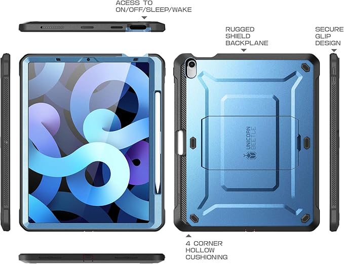 SUPCASE Unicorn Beetle Pro Series Case Designed for iPad Air 4 (2020) 10.9 Inch, with Pencil Holder & Built-in Screen Protector Full-Body Rugged Heavy Duty Case (Slate Blue)