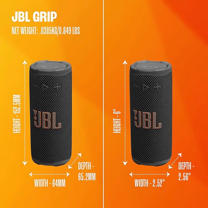 JBL Grip - Compact Bluetooth Speaker with Bold JBL Pro Sound and Ambient Light, up to 14 Hours of Playtime, Water, Dust and Drop-Proof (IP68), & Multi-Speaker Connection with Auracast™ (Blue)