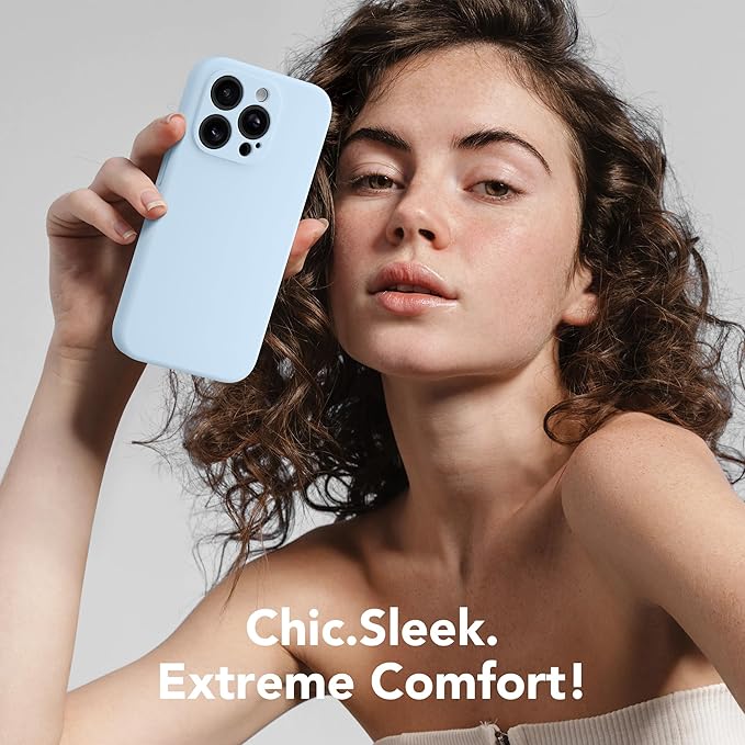Magnetic for iPhone 13 Pro Case, Compatible with MagSafe, [Full Camera Protection][Screen Protector] Silicone Shockproof Protective Phone Case for iPhone 13 Pro 6.1", Light Blue