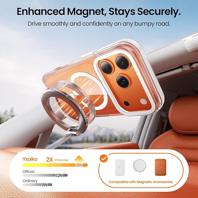Strong Magnetic for iPhone 17 Pro case with camera lens protector [10Ft Military-Grade Protection] Compatible with fit MagSafe Shockproof Slim Thin Cover case for iPhone 17 Pro 6.3 inch, Clear White