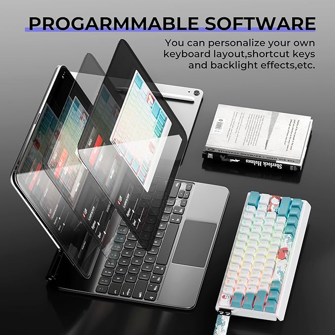 HITIME x XVX 60% Percent Keyboard with Strap, H61 Wired Aluminum Gaming Keyboard, Hot Swappable, Kanagawa Anime PBT Keycaps, RGB Backlit, Cherry Profile, Sound Absorbing Pads, Creamy Linear Switch