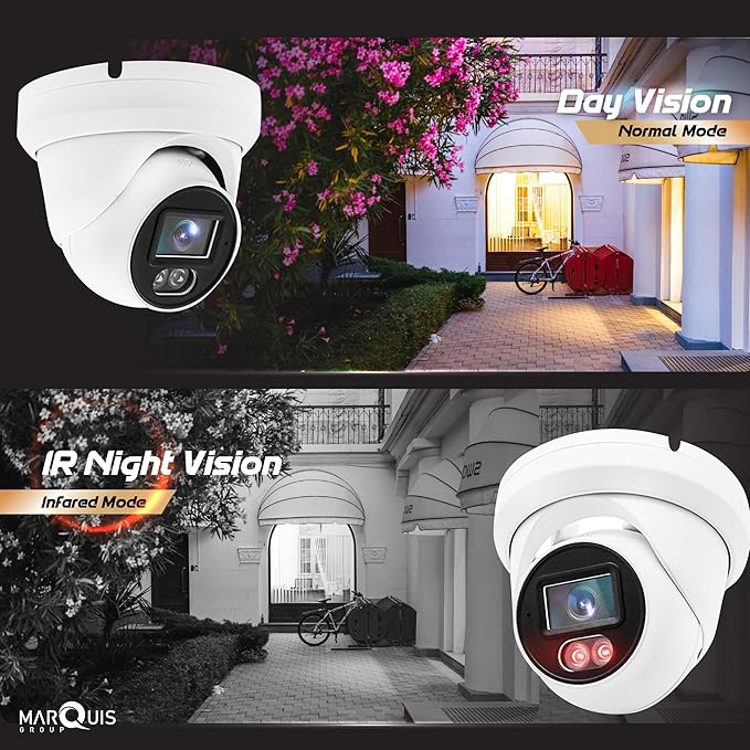 Marquis 4MP PoE IP Turret Dome Camera with Microphone/Audio, IP Security Camera Outdoor Rated, Waterproof IP66, 108° Wide Angle 2.8mm Lens (Regular IR)