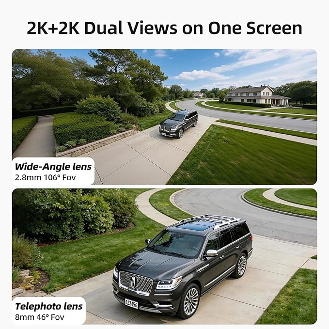 SV3C Solar Security Cameras Wireless Outdoor, 2K Dual Lens Camera System with Hub, Cross-Camera Tracking, 360° Pan Tilt, Color Night Vision, 2-Way Audio, No Subscription, 4 Camera Kit