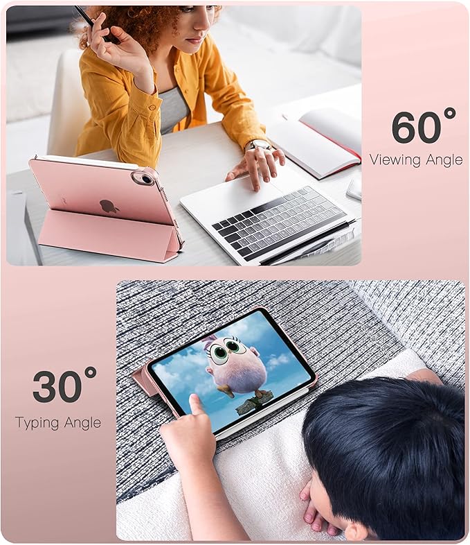 TiMOVO Case for iPad mini 7 A17 Pro 8.3-inch 2024, iPad mini 6th Generation Case, Slim Translucent Hard Back Folio Cover Support Touch ID & Apple Pencil Charging, Auto Wake/Sleep - Rose Gold