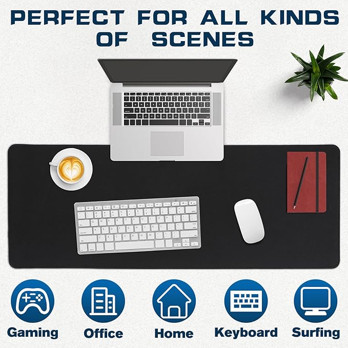 Mouse Pad Gaming - Desk Mat for Keyboard and Mouse - Black Large Mouse Pads for Desk, Gaming Mousepad with Non-Slip Base, Desks Pad (31.5" X 11.8") for Game, Office and Home