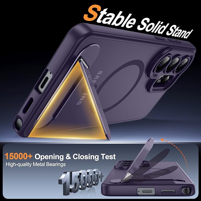Magnetic for Samsung Galaxy S26 Ultra Case, [Compatible with MagSafe][Full Camera Protection][Built-in Invisible Kickstand] Translucent Matte Phone Case for S26 Ultra 6.9" - Purple