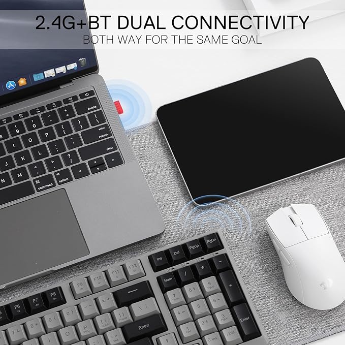 Redragon BK7114 Low-Profile Wireless Computer Keyboard, 98 Keys Slim Office PC Scissors Mechanism Keyboard w/ 2.4G BT Wireless Connection, Tactile Quiet Keystroke, Mixed Color Keycaps