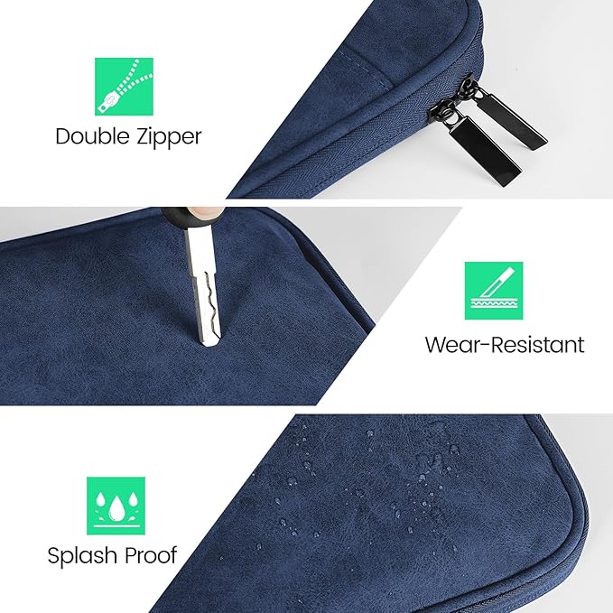 DTTO Tablet Sleeve Bag for New 13 Inch iPad Pro M4/iPad Air M2 2024, 12.9 Inch iPad Pro 6/5/4/3, 12.4 Inch Galaxy Tab S8+/S9+/S9 FE+, Surface Pro 9/8, Waterproof Travel for iPad Case Bag, Navy Blue