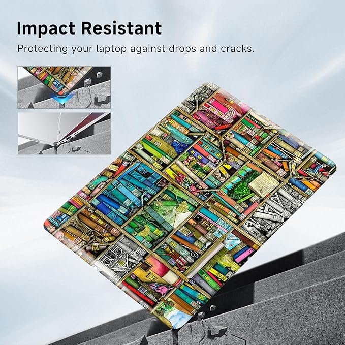 Funut for MacBook Pro 13 inch Case 2025 2024-2016 Release M2 M1 A2338 A2251 A2289 A2159 A1989 A1708 A1706, Plastic Laptop Hard Shell & Keyboard Cover for MacBook Pro 13 Inch, Bookshelf