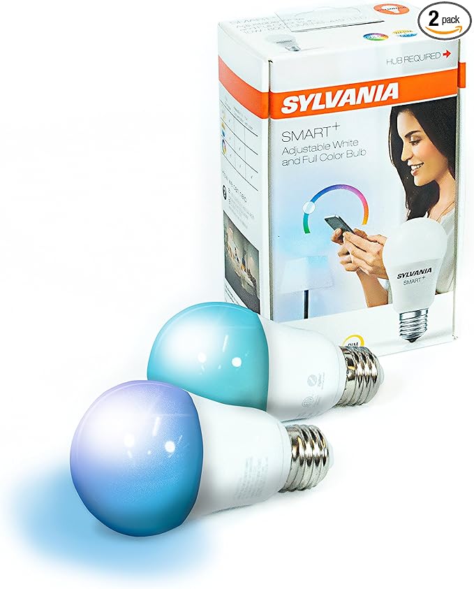 Sylvania Smart+ ZigBee Bulb, Color Changing and Dimmable A19 LED Bulb,60 Watt Equivalent, Works with SmartThings, Wink, and Amazon Echo Plus