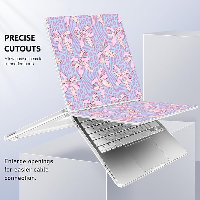 Case for 2026 MacBook Neo 13-inch Laptop with Liquid Retina Display, Release Model A3404, Sturdy Plastic Hard Shell Case + Keyboard Cover + Trackpad Film + Dust Plug, Leopard Bow